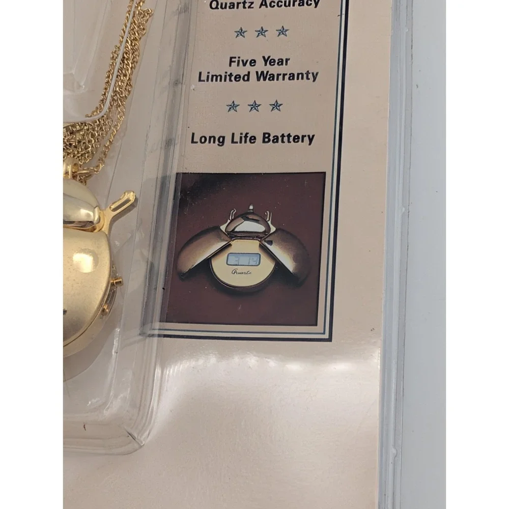 NOS Ladybug Hidden Dial Pendant Necklace Digital Watch Women Sealed